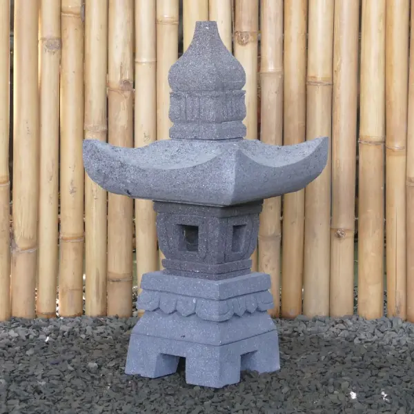 Product image 1 of the product “Japanese style Garden Lantern, made from Andesit Stone. Multipart. 60 cm Height, Roof is 30 cm width. ”